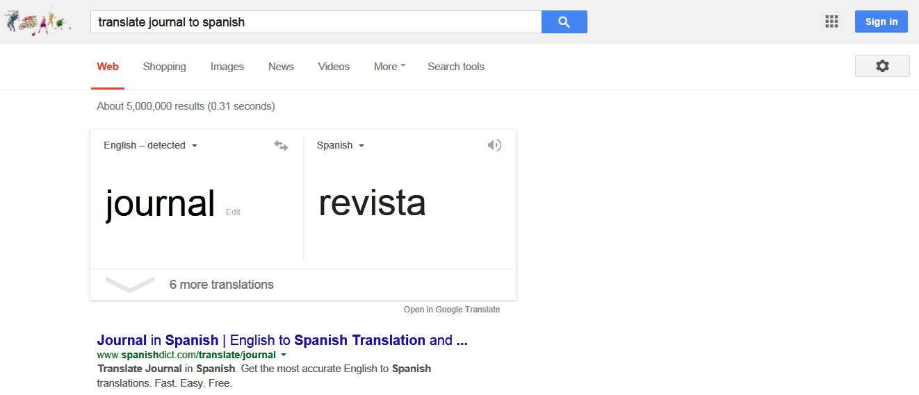 translate journal to spanish